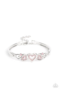 Hearts,Lobster Claw Clasp,pink,rhinestones,Seriously Smitten - Pink Rhinestone Heart Bracelet