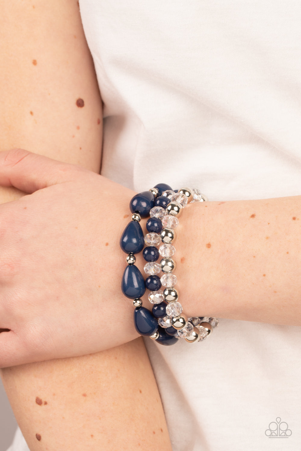 Beachside Brunch - Blue Stretchy Bracelet Paparazzi Accessories