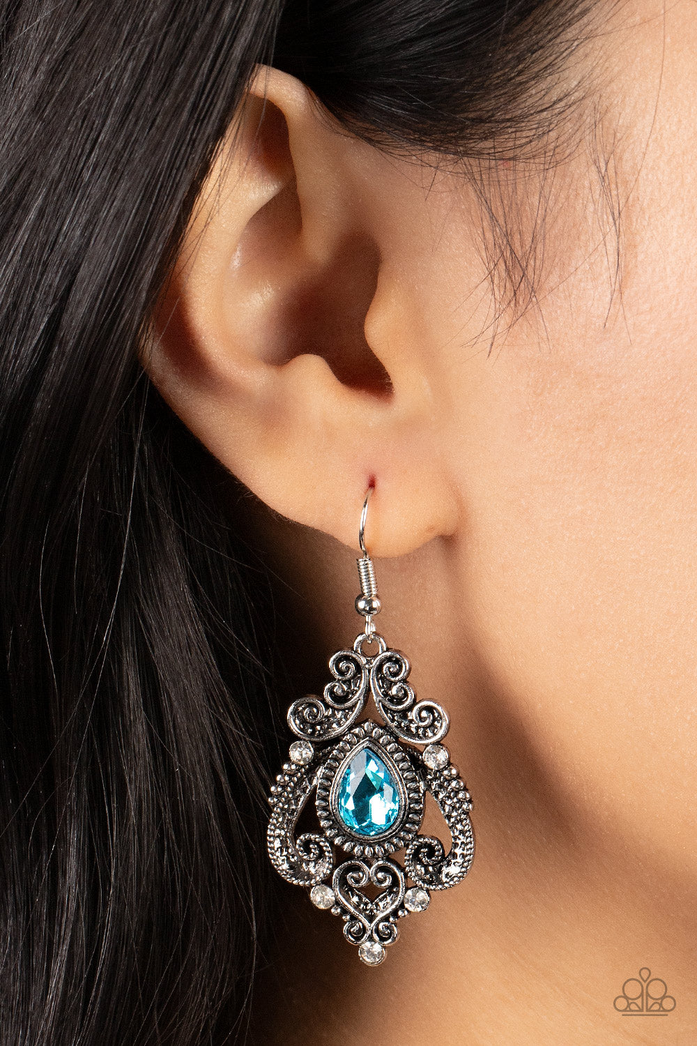 Palace Perfection - Blue Rhinestone Earrings Paparazzi Accessories