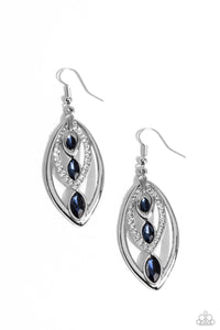 blue,fishhook,rhinestones,Extra Exuberant - Blue Rhinestone Earrings