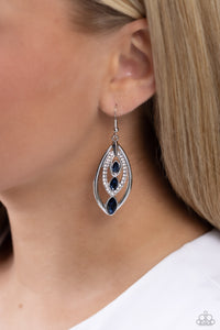 blue,fishhook,rhinestones,Extra Exuberant - Blue Rhinestone Earrings