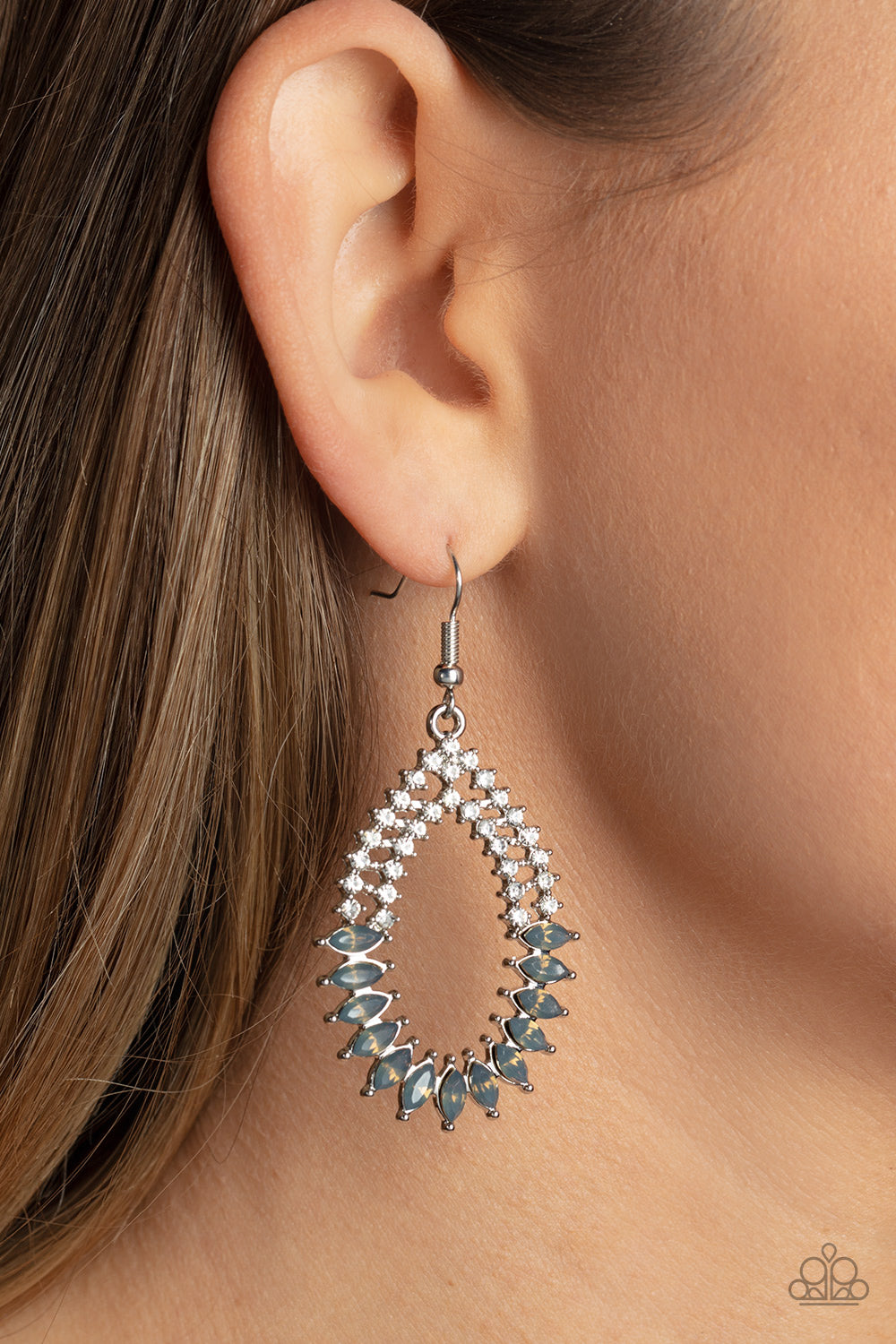 Lucid Luster - Silver Rhinestone Earrings Paparazzi Accessories