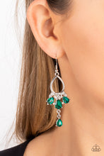 Load image into Gallery viewer, Coming in Clutch - Green Rhinestone Earrings Paparazzi Accessories