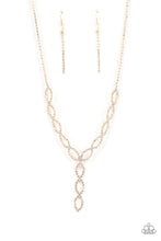 Load image into Gallery viewer, Infinitely Icy - Gold Rhinestone Necklace Paparazzi Accessories