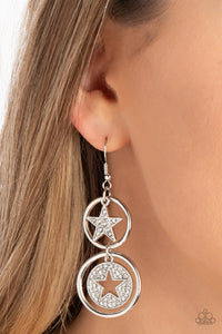 fishhook,patriotic,rhinestones,Liberty and SPARKLE for All - White Star Rhinestone Earrings