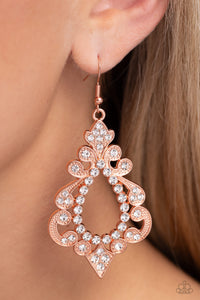 copper,fishhook,rhinestones,Fit for a DIVA - Copper Rhinestone Earrings