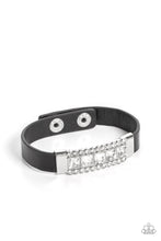 Load image into Gallery viewer, Rebel Reputation - Black Leather Rhinestone Snap Bracelet Paparazzi Accessories