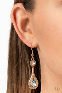 fishhook,gold,multi,Dazzling Droplets - Multi Rhinestone Earrings
