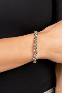 cuff,hematite,rhinestones,silver,Space Age Artisan - Silver Hematite Rhinestone Cuff Bracelet