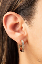 Load image into Gallery viewer, Positively Petite - Gold Rhinestone Hoop Earrings Paparazzi Accessories
