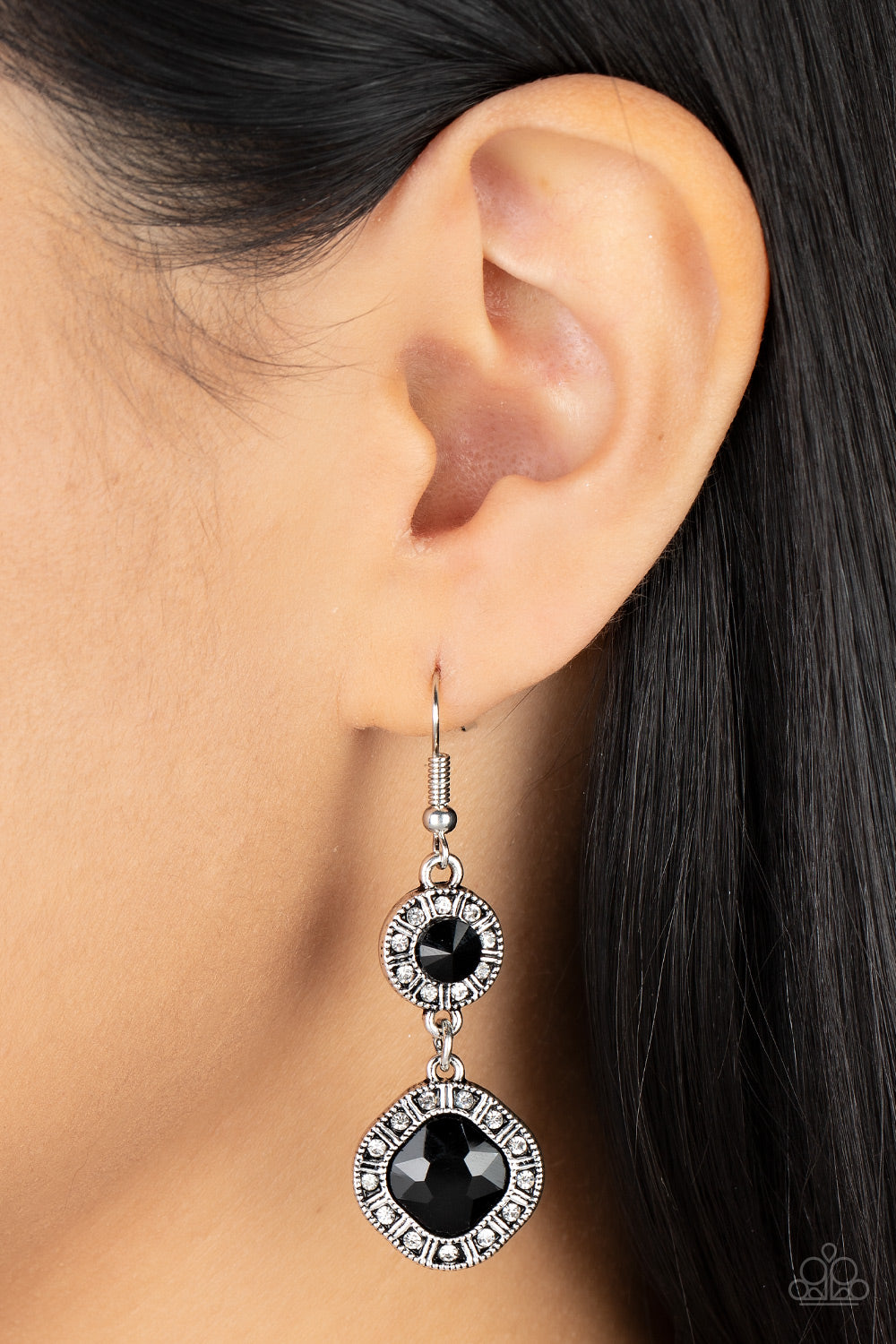 Modern Motives - Black Rhinestone Earrings Paparazzi Accessories