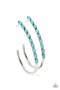 blue,crackle stone,hoops,turquoise,Artisan Soul - Blue Turquoise Stone Hoop Earrings