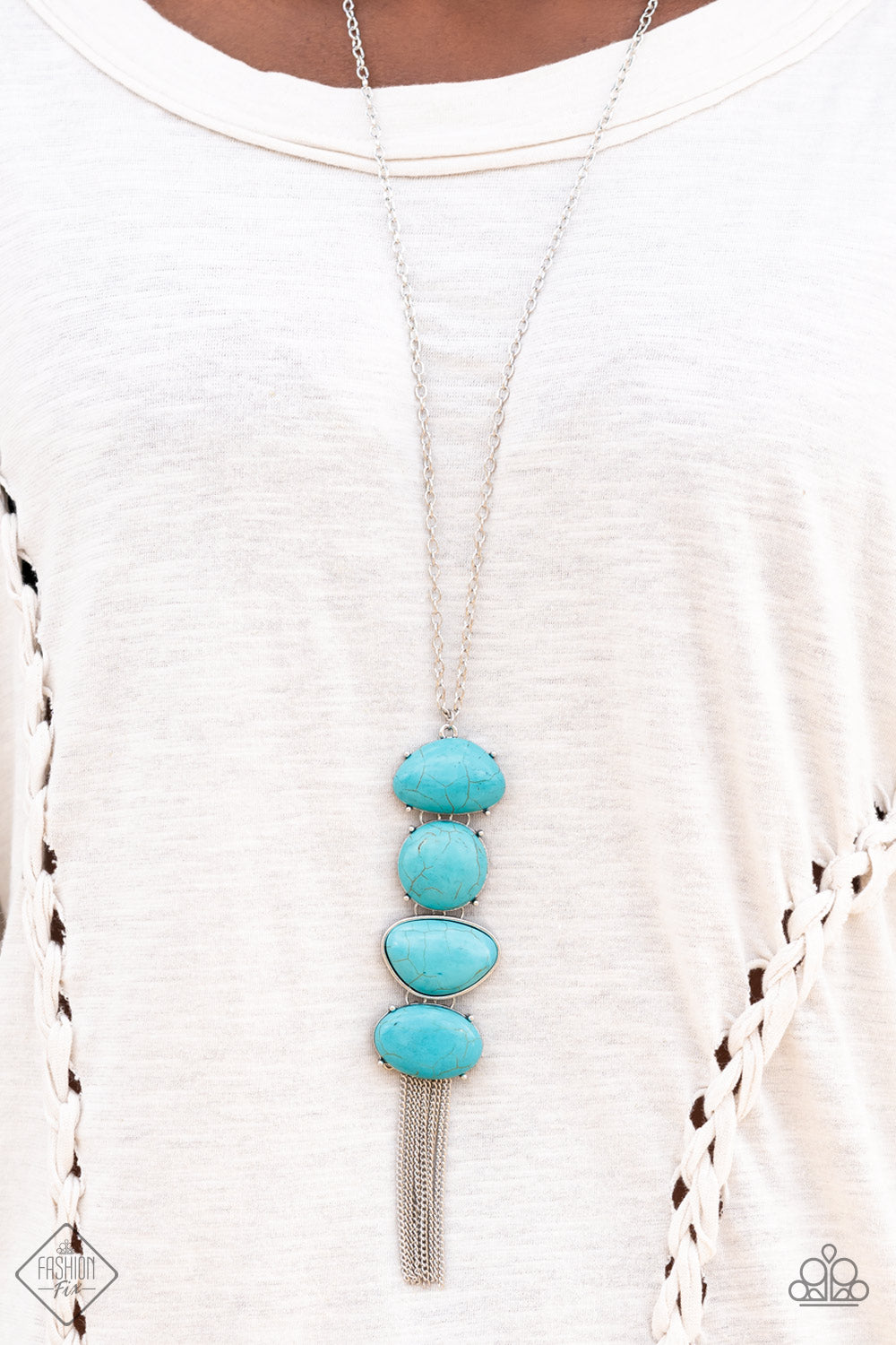 Hidden Lagoon - Blue Turquoise Stone Necklace Paparazzi Accessories