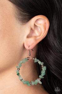 fishhook,green,stones,Mineral Mantra - Green Jade Stone Earrings
