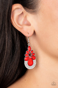 fishhook,red,Beachfront Formal - Red Earrings