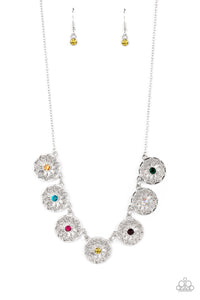 floral,rhinestones,short necklace,Garden Greetings - Multi Rhinestone Floral Necklace