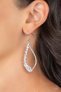 fishhook,rhinestones,white,Sparkly Side Effects - White Rhinestone Earrings