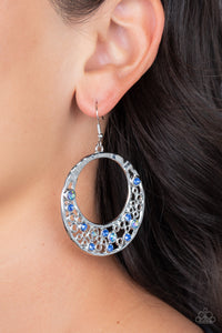 blue,fishhook,rhinestones,Enchanted Effervescence - Blue Rhinestone Earrings