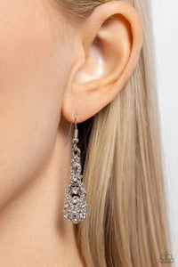 fishhook,rhinestones,white,GLITZY on All Counts - White Rhinestone Earrings