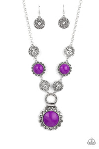 floral,purple,short necklace,Poppy Persuasion - Purple Floral Necklace