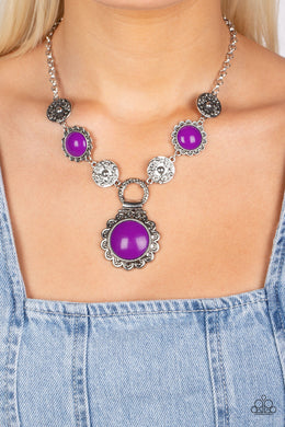 Poppy Persuasion - Purple Floral Necklace Paparazzi Accessories