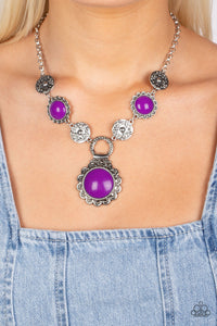 floral,purple,short necklace,Poppy Persuasion - Purple Floral Necklace