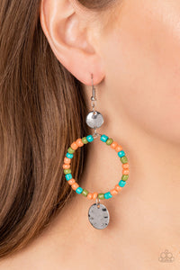 fishhook,multi,orange,Cayman Catch - Orange Earrings