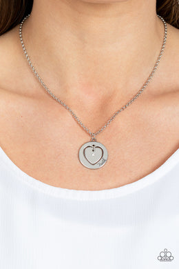 Heart Full of Faith - White Rhinestone Heart Necklace Paparazzi Accessories