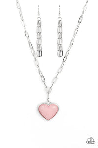 heart,hearts,pink,short necklace,Everlasting Endearment - Pink Heart Necklace