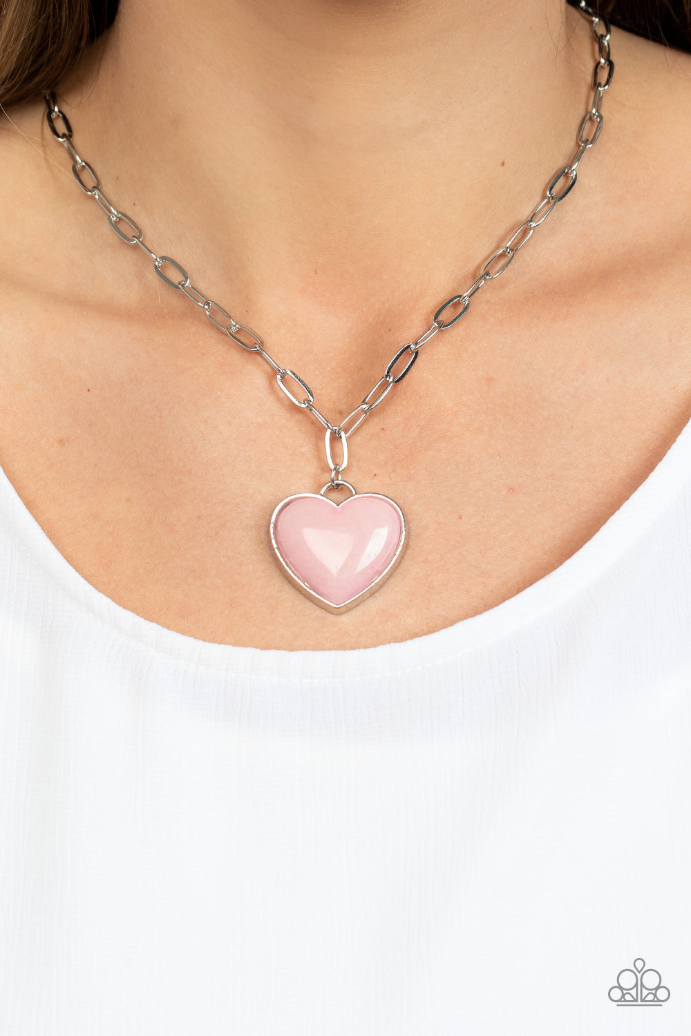 Everlasting Endearment - Pink Heart Necklace Paparazzi Accessories