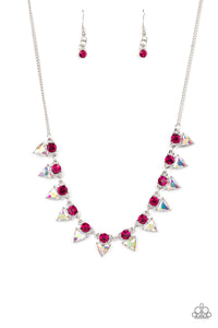 autopostr_pinterest_58290,iridescent,pink,rhinestones,short necklace,Razor-Sharp Refinement - Pink Rhinestone Necklace