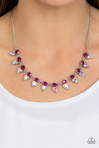 autopostr_pinterest_58290,iridescent,pink,rhinestones,short necklace,Razor-Sharp Refinement - Pink Rhinestone Necklace