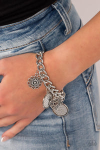 charm,floral,heart,hearts,lobster claw clasp,silver,Complete CHARM-ony - Silver Charm Bracelet