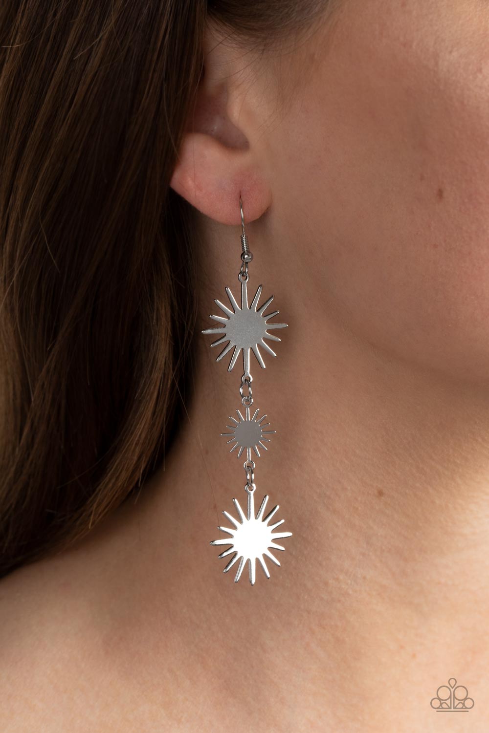 Solar Soul - Silver Sunburst Earrings Paparazzi Accessories