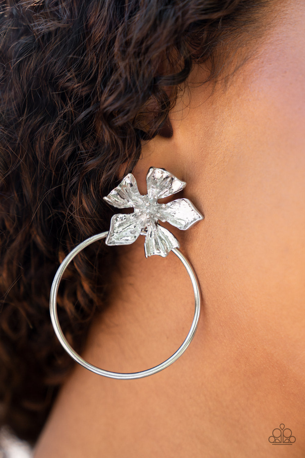 Buttercup Bliss Silver Floral Post Earring Paparazzi Accessories