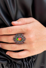 Load image into Gallery viewer, Astral Attitude Multi Oil Spill Gunmetal Ring Paparazzi Accessories