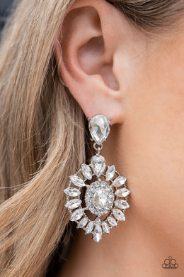 My Good LUXE Charm White Rhinestone Post Earrings Paparazzi Accessories