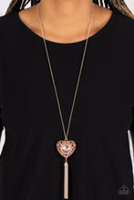 Load image into Gallery viewer, Prismatic Passion - Rose Gold Iridescent Rhinestone Heart Necklace Paparazzi Accessories