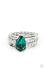 Load image into Gallery viewer, Dive into Oblivion - Green Rhinestone Ring Paparazzi Accessories