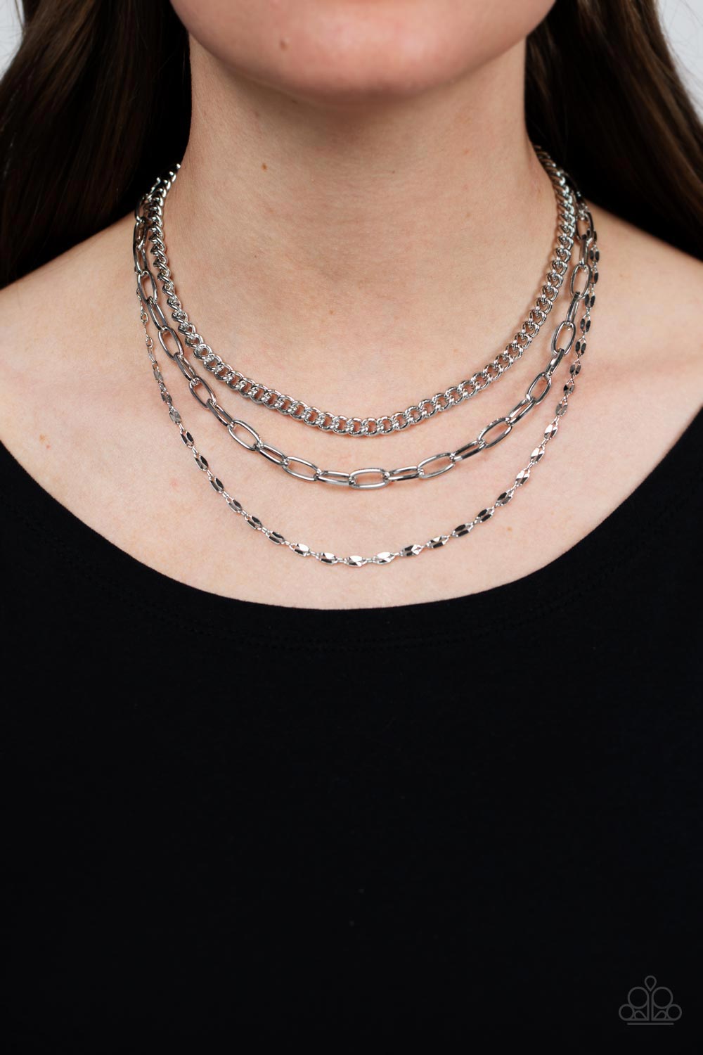 Galvanized Grit - Silver Necklace Paparazzi Accessories