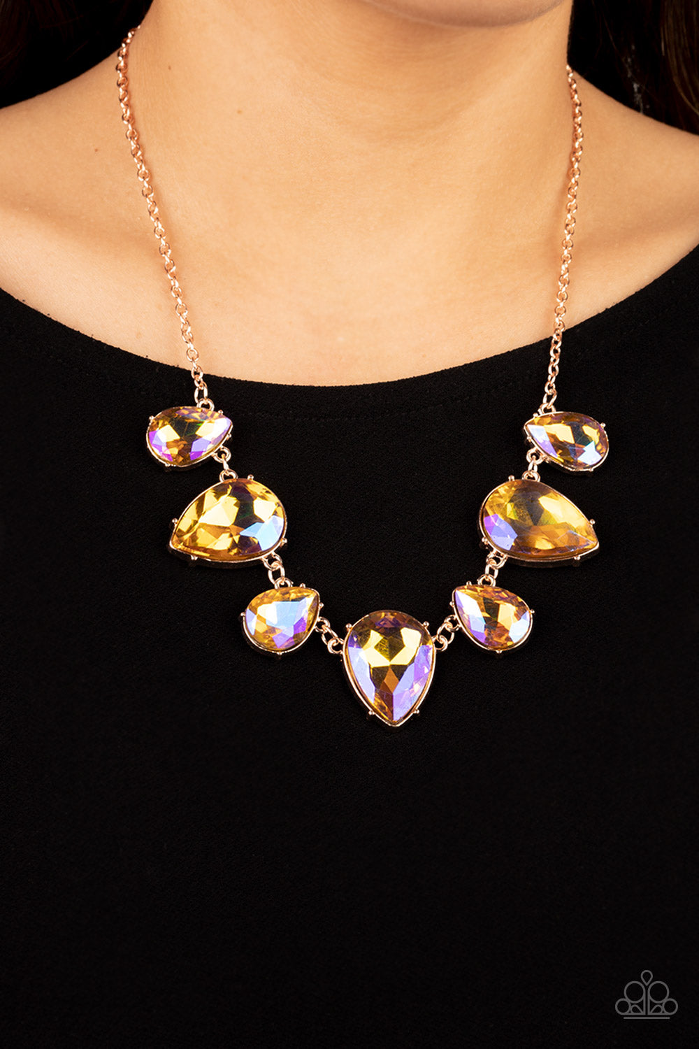 Otherworldly Opulence - Multi Oil Spill Rhinestone Necklace Paparazzi Accessories