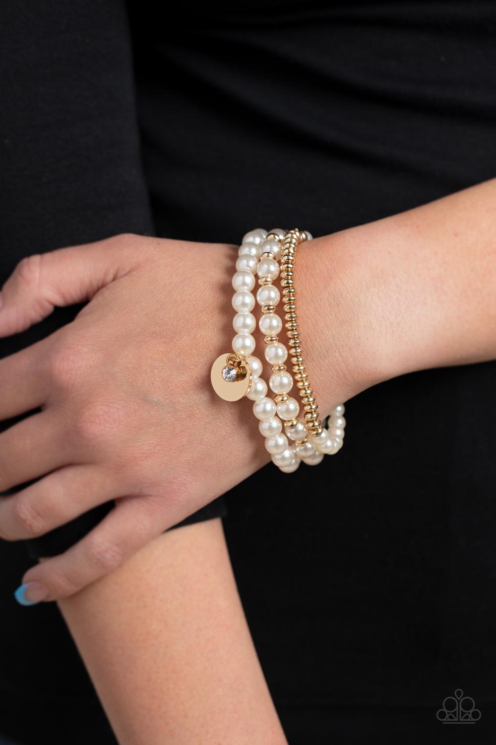 Pearly Professional - Gold Stretchy Bracelet Paparazzi Accessories