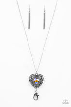 Load image into Gallery viewer, Prismatic Passion - Multi Oil Spill Rhinestone Heart Lanyard Paparazzi Accessories