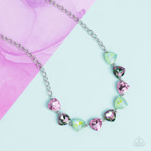 Load image into Gallery viewer, Dreamy Drama - Green Oil Spill Rhinestone Necklace Paparazzi Accessories