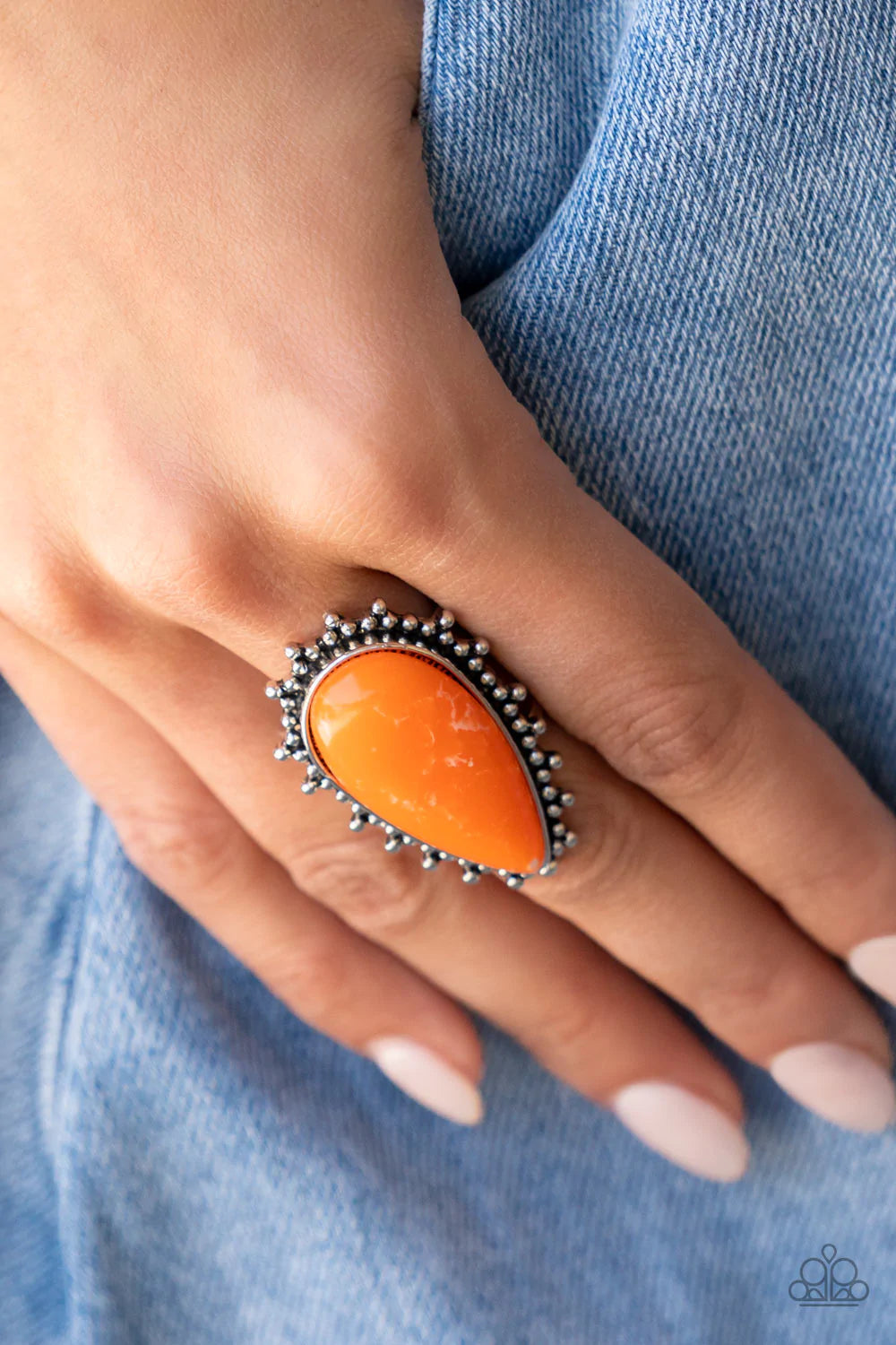 Down-to-Earth Essence Orange Ring Paparazzi Accessories