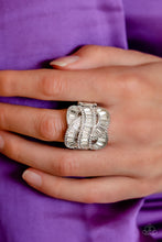 Load image into Gallery viewer, Six-Figure Flex White Rhinestone Ring Paparazzi Accessories