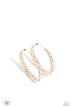 Load image into Gallery viewer, GLITZY By Association - Gold Rhinestone Hoop Earrings Paparazzi Accessories