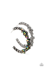 Load image into Gallery viewer, New Age Nostalgia - Multi Gunmetal Oil Spill Hoop Earrings Paparazzi Accessories