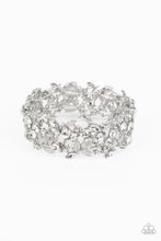 Load image into Gallery viewer, Feathered Finesse -White Rhinestone Stretchy Bracelet Paparazzi Accessories