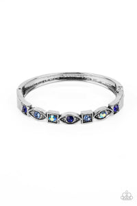 blue,hinge,rhinestones,Poetically Picturesque - Blue Rhinestone Hinged Bracelet
